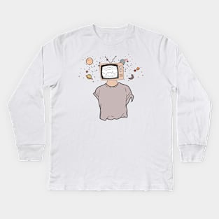 tv head in the space , space tv , best feeling just fo away Kids Long Sleeve T-Shirt